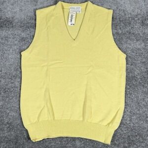 VTG NWT Royal Jeff Sweater Vest Mens Medium Yellow V Neck Orlon Eclectic Grandpa